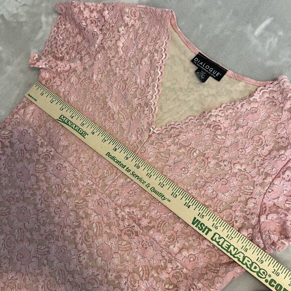 VTG Dialogue Top Womens Large Pink Lace Babydoll Fairy Y2K Soft Girl Romantic - Picture 5 of 8
